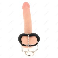 Kink Anillo Pene 4 Cm Cadena 7 Cm Metal Con Cinturón Cuero