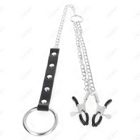 Anillo Pene Metal Con Pinzas Para Pezones Kink