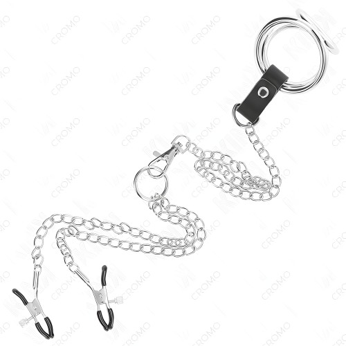 Kink Triple Metal Penis Ring 3-4.5 cm with Chain