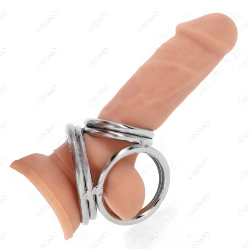 Kink Ring Power Anillo Pene Triple Metal Cromado 3.8 Cm A 5 Cm Modelo 1