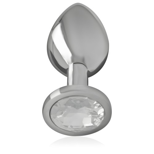 Intense Anal Plug with Crystal Silver Size M
