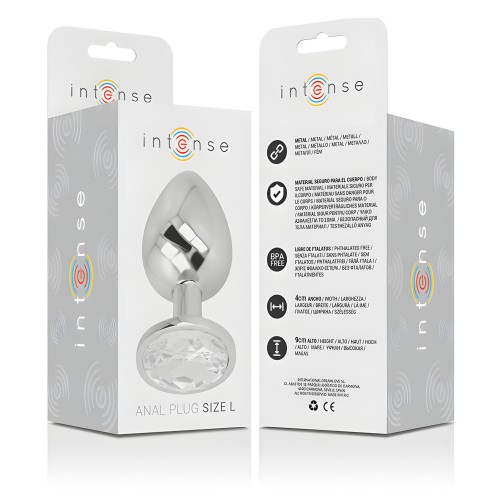 Plug Anal Metal Aluminio Con Cristal Plata Talla L