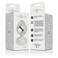 Plug Anal Metal Aluminio Con Cristal Plata Talla L