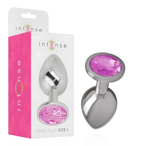 Intense Plug Anal Metal Con Cristal Rosa Talla L