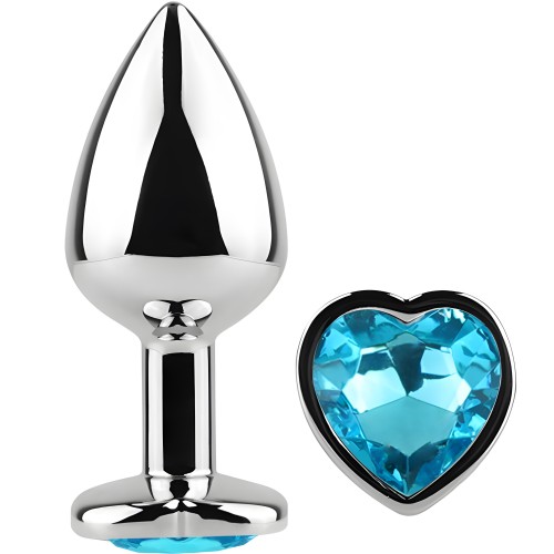 Blue Heart Metal Butt Plug Size S