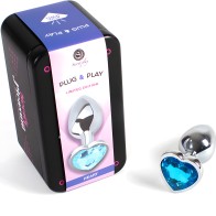 Blue Heart Metal Butt Plug Size S