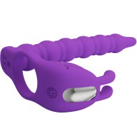 Pretty Love - Anillo Pene Con Plug Vibrador Lila - 7 Modos