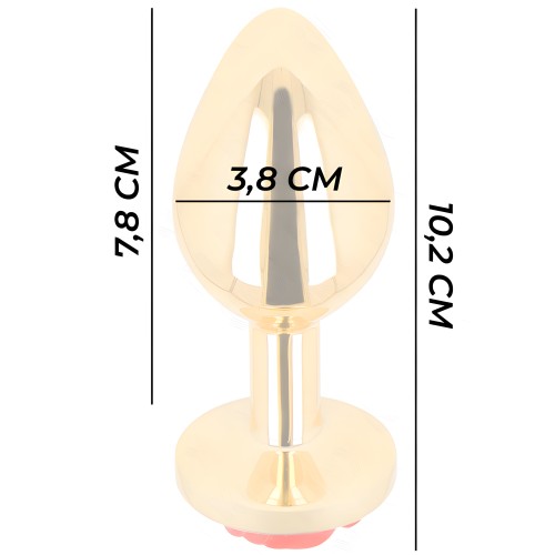 Kink - Anal Plug Gold with Red Rose Decoration Size L