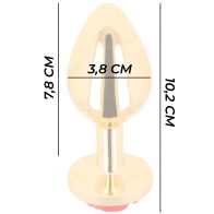 Kink - Anal Plug Gold with Red Rose Decoration Size L