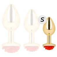 Kink Gold Anal Plug with Red Rose