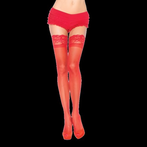Leg Avenue Red Lace Stockings - Elegant and Stylish