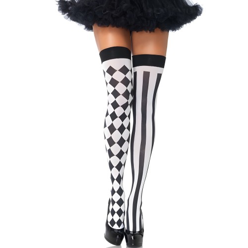 Leg Avenue Harlequin Thigh High Socks - Playful Style