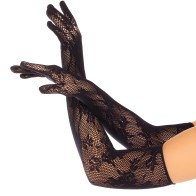 Leg Avenue Black Floral Lace Gloves