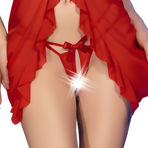 Chilirose - Cr 4696 Babydoll & Tanga Crotchless Rojo S/M