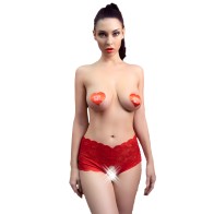 Chilirose Crotchless Panties Red L/XL
