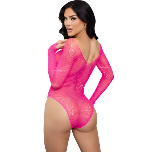Leg Avenue - Fuchsia Crystal Long Sleeve Bodysuit