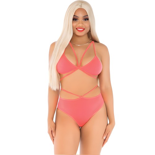 Leg Avenue Top & Thongs Set Coral