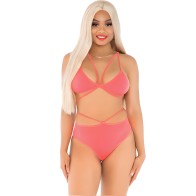 Leg Avenue Top & Thongs Set Coral