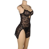 Subblime Lace Babydoll Adjustable Straps Black S/M