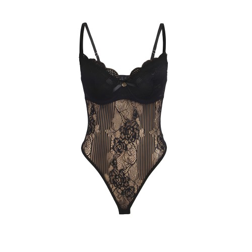 Black Lace Body with Crotch Closure - Subblime