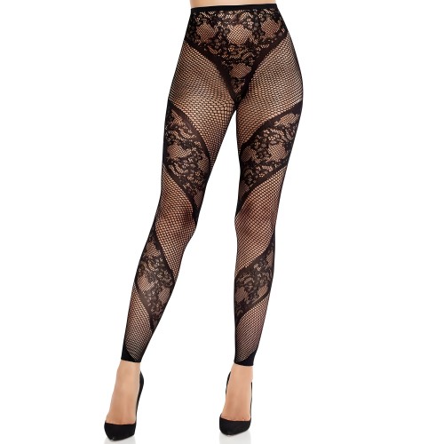 Leg Avenue Lace & Net Illusion Tights - Elegant Legwear