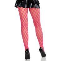 Neon Pink Lace Fishnet Tights