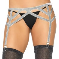 Leg Avenue Silver Lurex Garter Belt