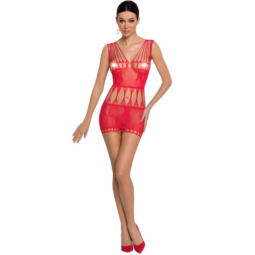 Passion - Woman Bs090 Bodystocking Rojo Talla única