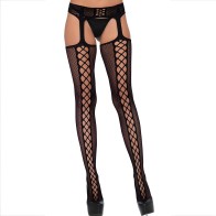 Leg Avenue Medias De Red Y Liguero Negro