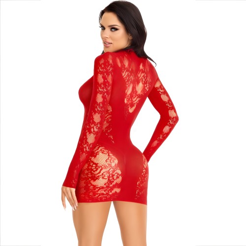 Mini Vestido De Encaje Rojo Leg Avenue