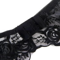 Subblime - Set De 3 Piezas Sujetador + Tanga + Liga Estampado Floral Negro