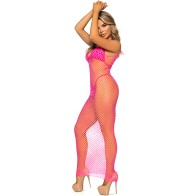 Leg Avenue Long Mesh Dress Fuchsia