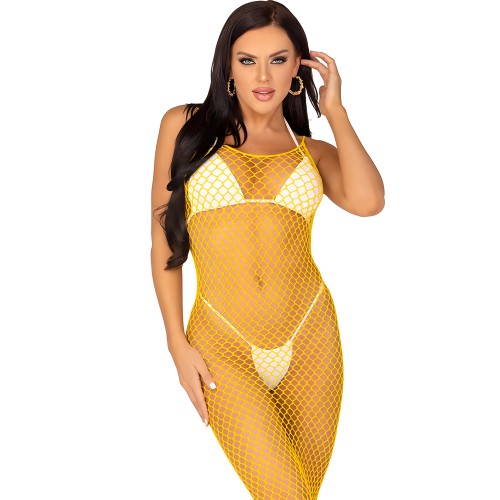 Leg Avenue Long Mesh Dress Yellow One Size