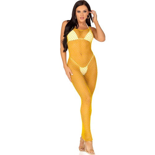 Leg Avenue Long Mesh Dress Yellow One Size