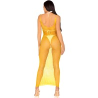 Leg Avenue - Vestido De Rejilla Largo Amarillo Talla única