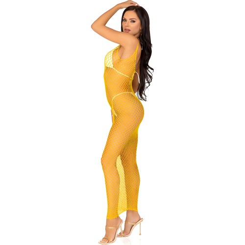Leg Avenue - Vestido De Rejilla Largo Amarillo Talla única