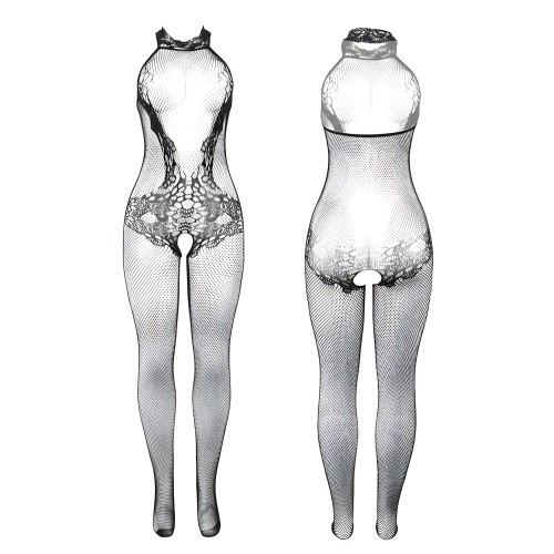 Subblime Bodystocking Crotchless De Rejilla Y Encaje Con Cuello Al