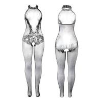 Subblime Bodystocking Crotchless De Rejilla Y Encaje Con Cuello Al