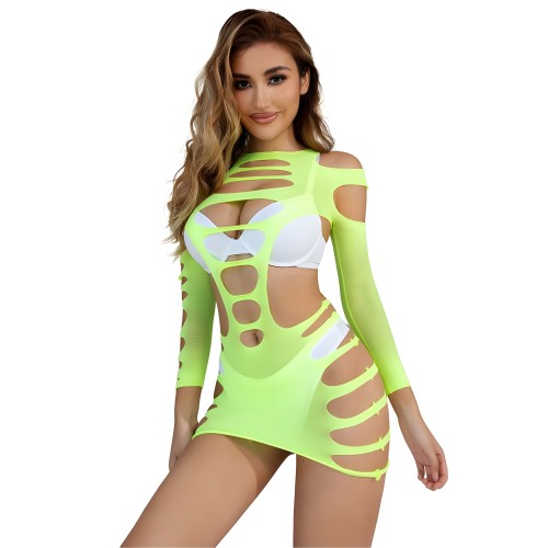 Sublime Long Sleeve Green Mesh Dress