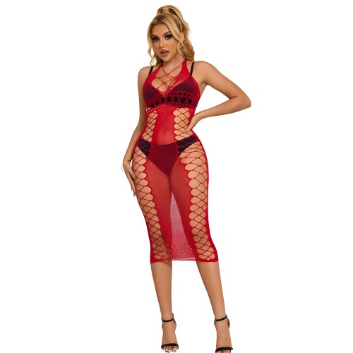 Subblime Long Mesh Dress Red