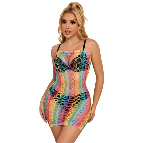 Subblime Sheer Rainbow Shoulder Dress