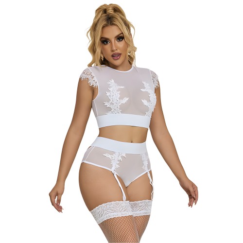 Subblime - 954048 Sujetador + Panties Con Liguero Blanco L/XL