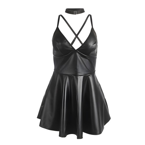 Vestido De Cuero Negro Subblime