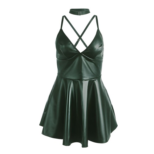 Subblime - 955434 Vestido Con Tirantes De Cuero Verde S/M