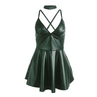 Subblime - 955434 Vestido Con Tirantes De Cuero Verde S/M
