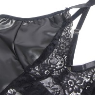 Subblime - 957520 Vestido De Cuero Con Encaje Floral Negro S/M