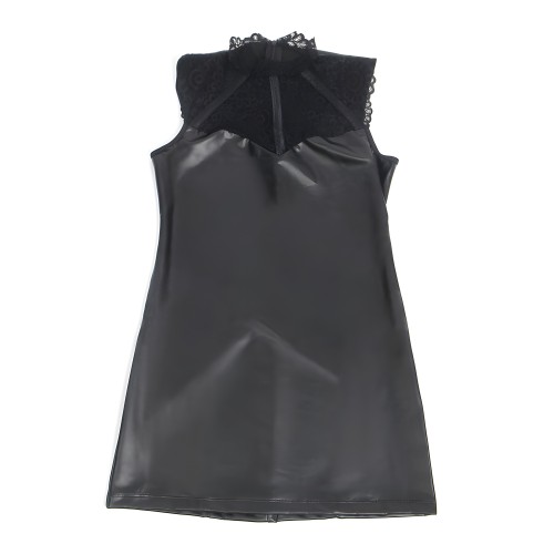 Subblime - 957544 Vestido De Cuero Con Cuello De Encaje Negro