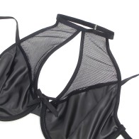 Subblime Black PU Leather Lingerie Set