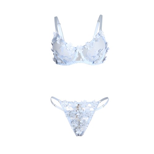 Conjunto Sujetador Y Panties Bordados Flores