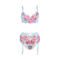 Subblime - 957650 Conjunto Sujetador Y Liguero Con Bordados De Flores Rosas